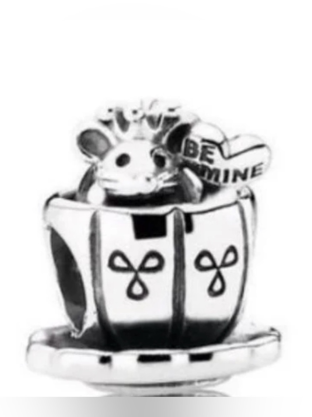 Pandora Silver-tone Mouse in Gift Box Charm with 'Be Mine' Heart